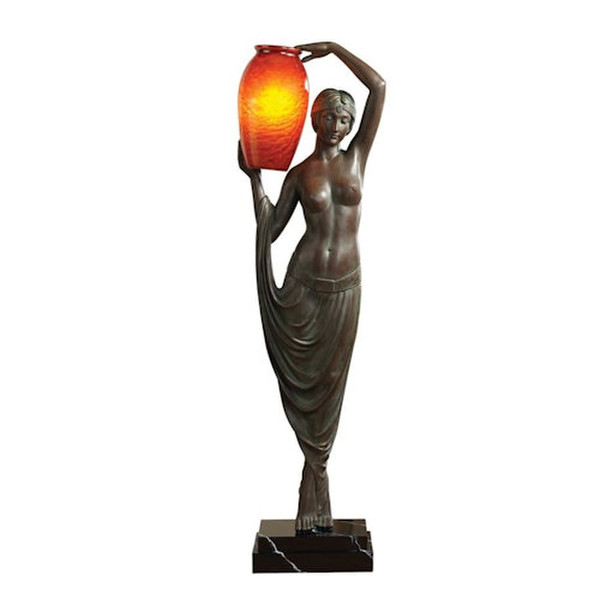 Art Deco Goddess Life-Size Sculpture Floor Lamp by Pierre Le Faguays